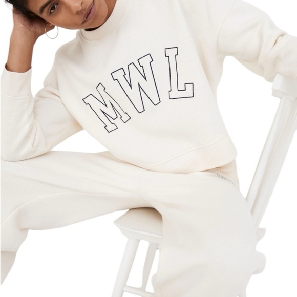 Madewell MWL Betterterry sweatpant in antique white size M, good used condition - Picture 3 of 8